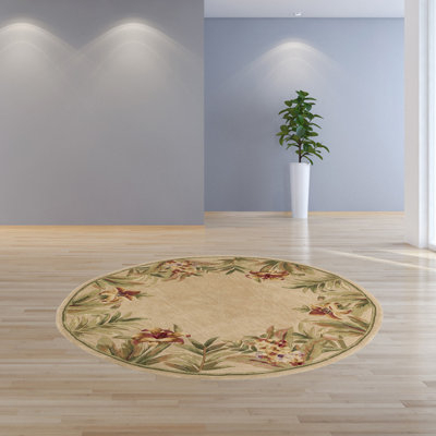 Tapis rond en laine ivoire 5 po