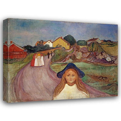 «Road in Aasgaardstrand» par Edvard Munch - Art mural sur toile tendue avec châssis
