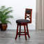 Tabouret pivotant à dossier en X de 24 po de hauteur comptoir, siège en tissu à finition cerisier-1290059391-1290059382