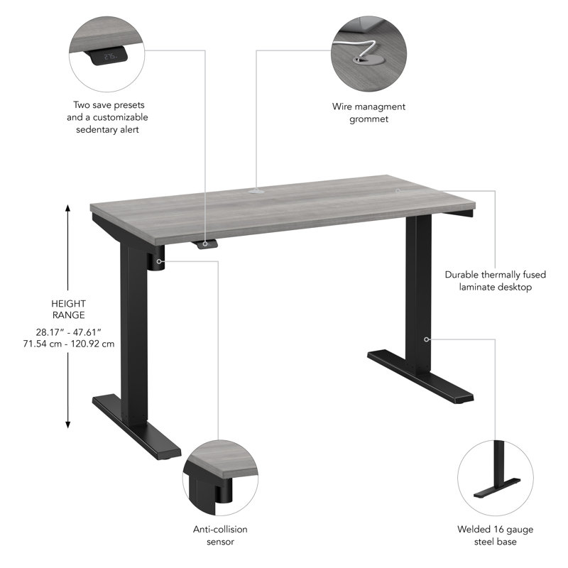 Move 40 Series Electric Height Adjustable Standing Desk, 48" W x 24" D, Platinum Gray