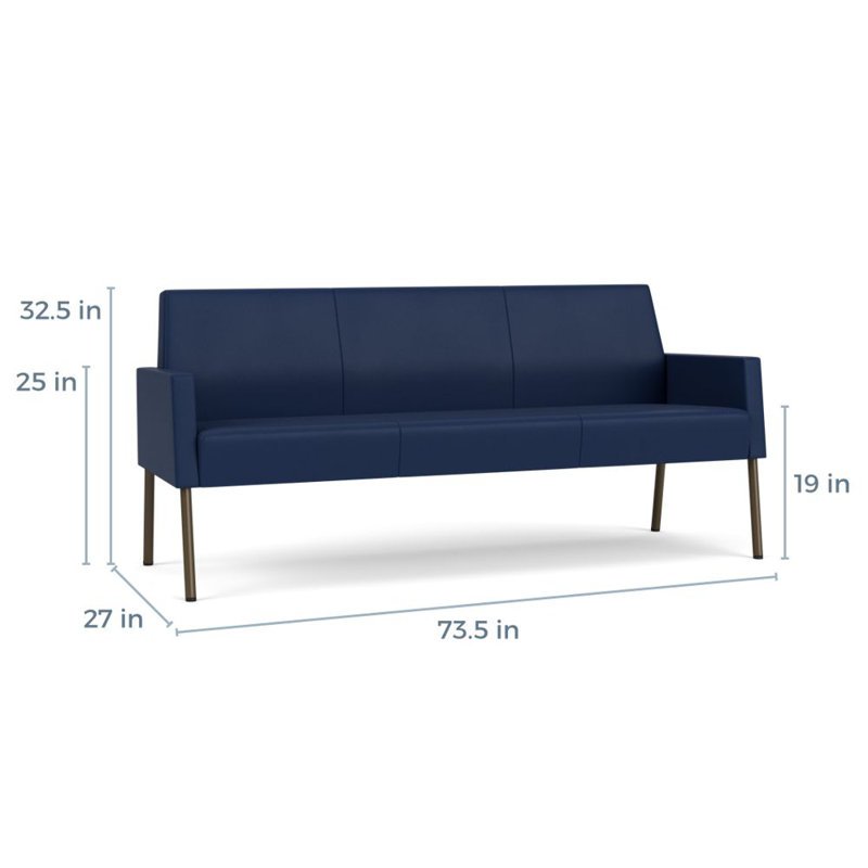 Mystic Lounge Reception Sofa, Modena Ink, Bronze Steel