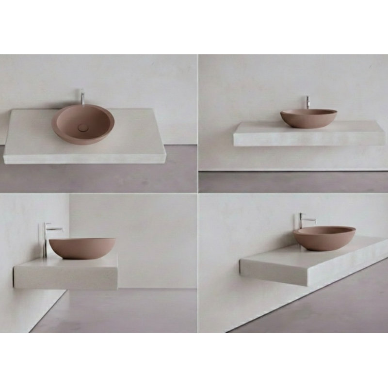Vast Studio Collection 13.8" Concrete Oval Pedestal Bathroom Sink , Bown 