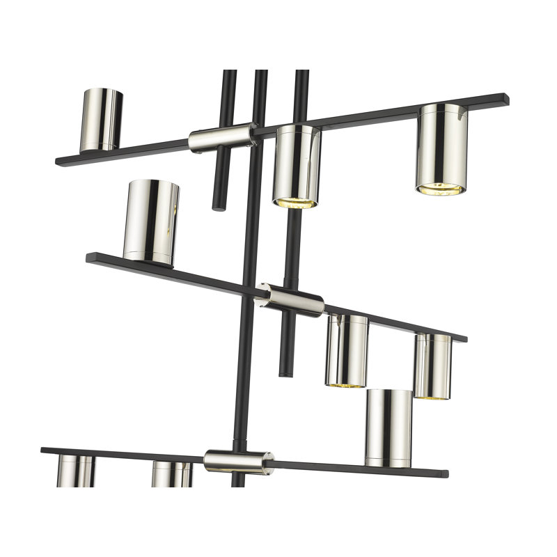 Jamari 9 - Light Dimmable Tiered Chandelier, Mate Black/Polished Nickel, Polished Nickel