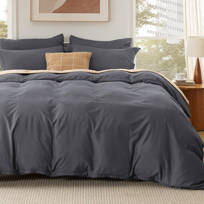 Bedsure Duvet Cover Set With Fitted Sheet, Queen Duvet Cover + 3 Additional Pieces, Black