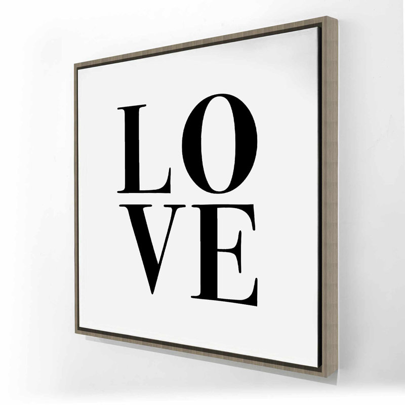 Love - Shapes - Toile encadrée noire et blanche pour la décoration intérieure