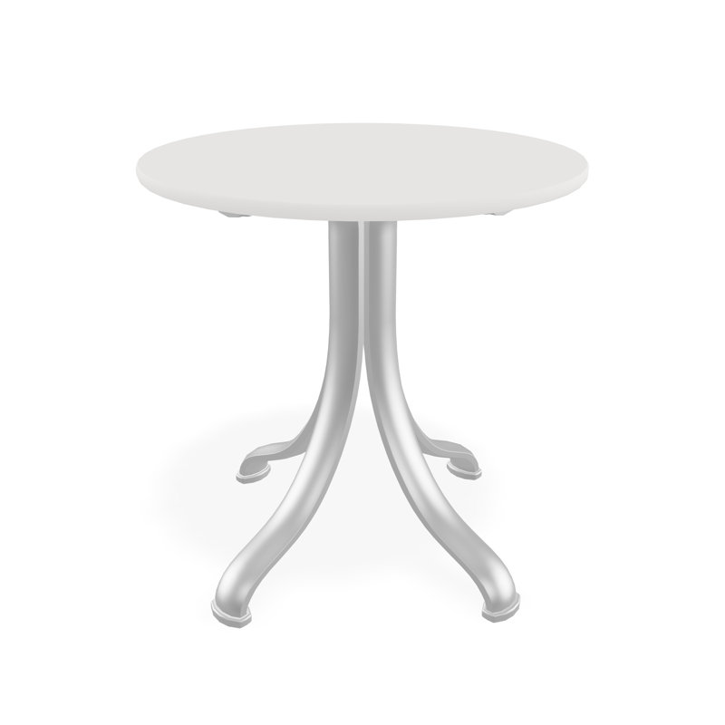Outdoor Round Side Table, White/White