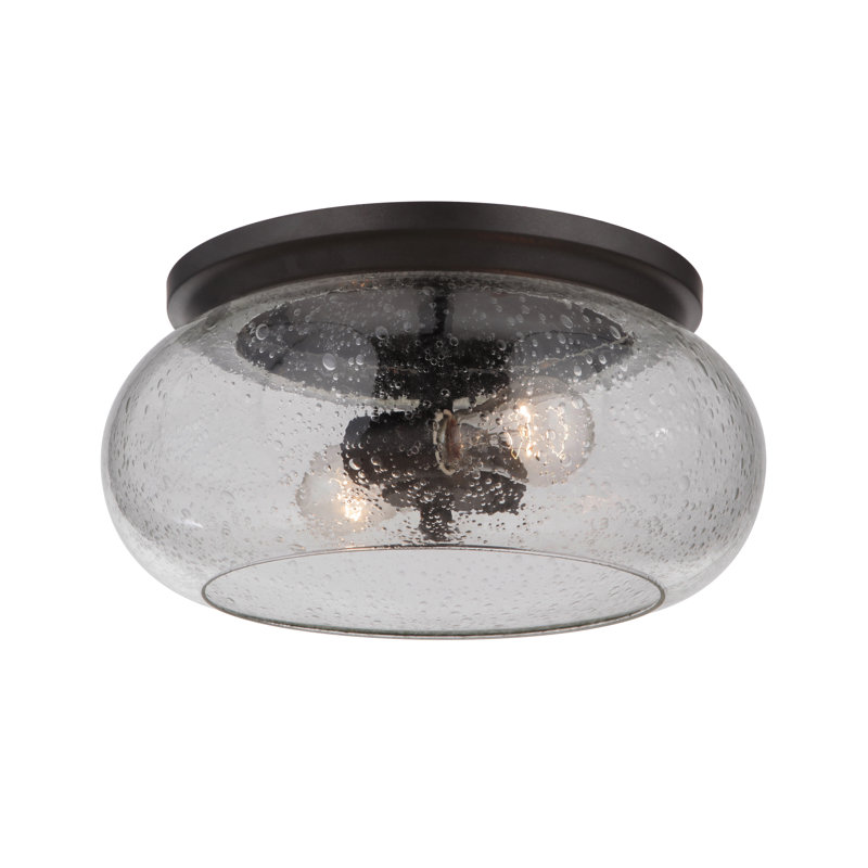 Plafonnier encastré 2 lumières 14,5 po , Martelée transparente, Espresso