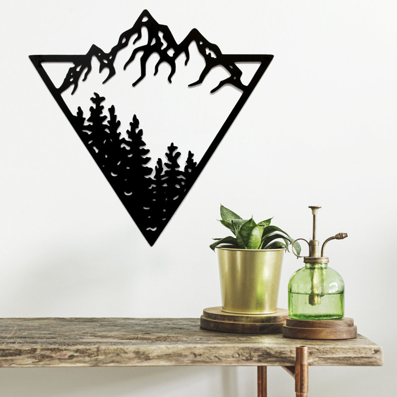 Forest View Metal Wall Art - Nature Landscape Decor - Woodland Tree Silhouette Design - Rustic Cabin Lodge Wall Hanging - Modern Industrial Metal Sculpture - Outdoor Inspired Home Decor - Statement Art Piece