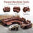 Power Recliner 6-Piece Sectional Sofa with Wedge and Storage Console, Breathable Leather Gel Home Theater Seating, Adjustable Headrests and USB Charging Ports, Light Brown-1243802827