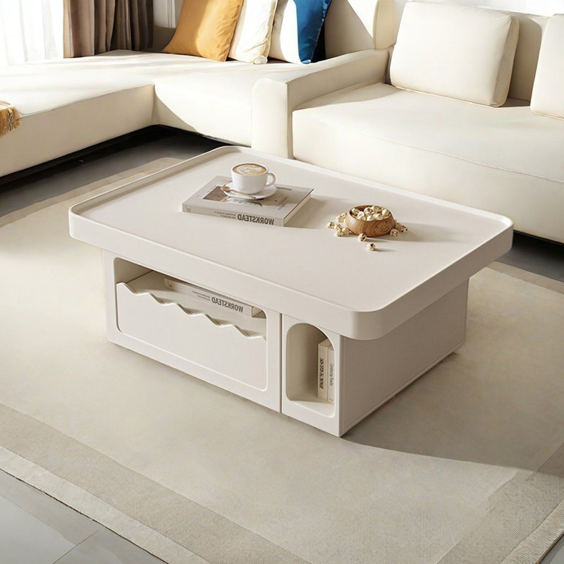 Table basse extensible Creamy, Crème, crème