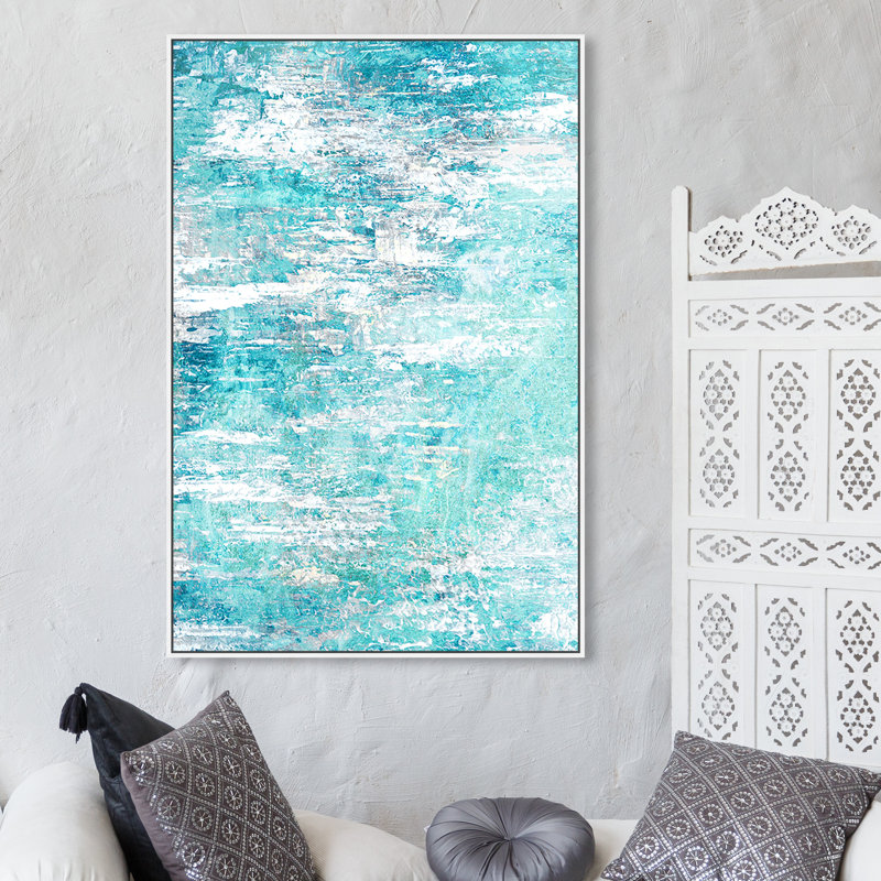Abstrait toujours avec vous - Peinture, Cadre blanc, H 54 po x l 36 po
