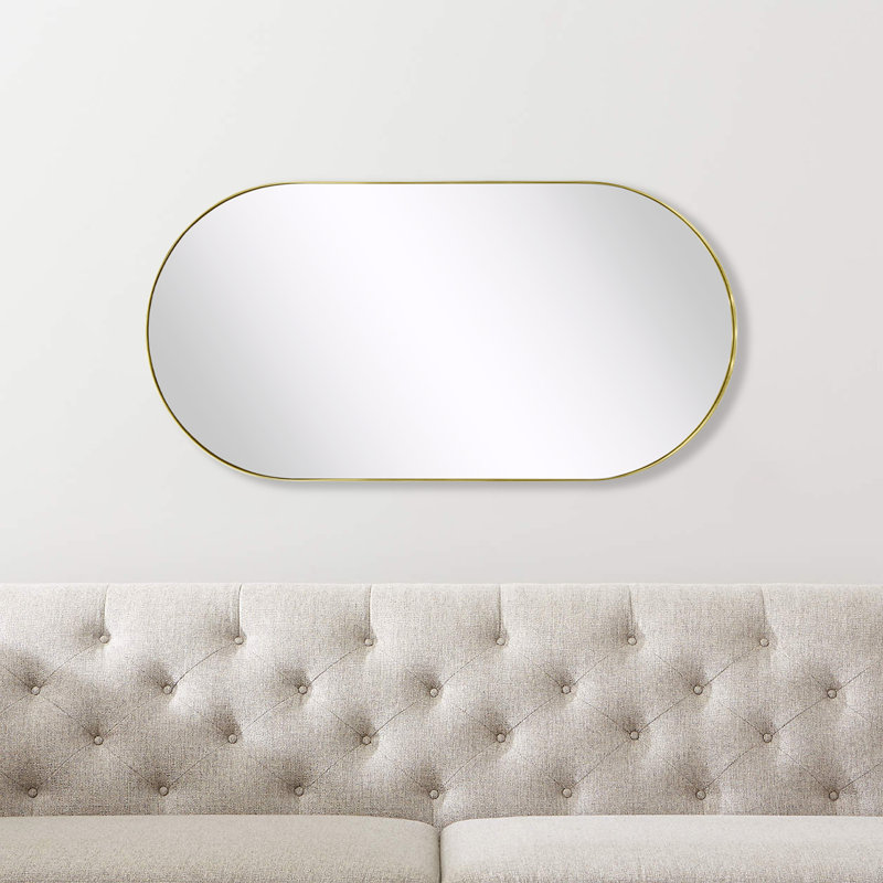 Cristos Oval Stainless Steel Wall Mirror, Gold, 40" H x 20" W