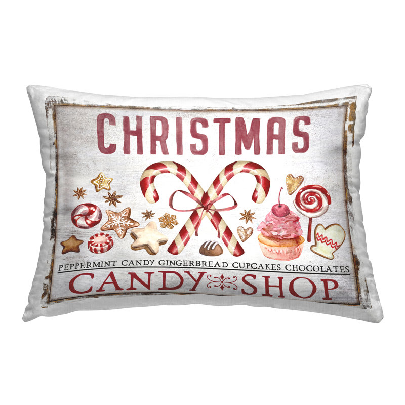 Coussin décoratif à imprimé de bonbons de Noël par Creatif Belle
