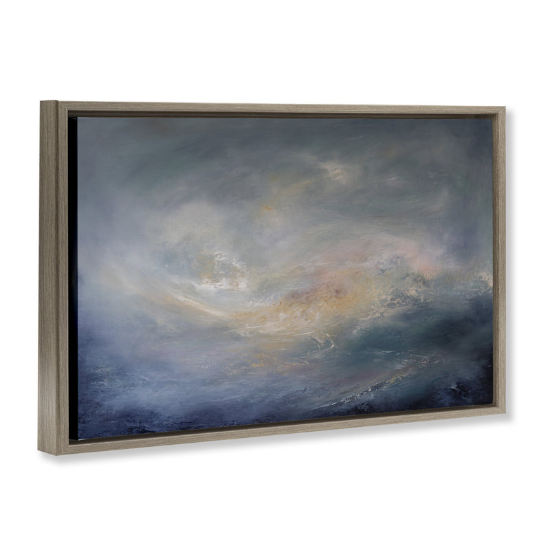  «Swirling Abstract Clouds» par Lydia Orange, Cadre flottant orme Montalcino, H 21 po x l 31 po