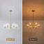 Lustre doré à 6 lumières avec globes en verre transparent et décorations en acrylique ondulé, luminaire suspendu moderne pour îlot de cuisine, hauteur réglable de 19,7 po à 74,8 po, compatible avec les plafonds inclinés, base E12, homologué ETL et UL