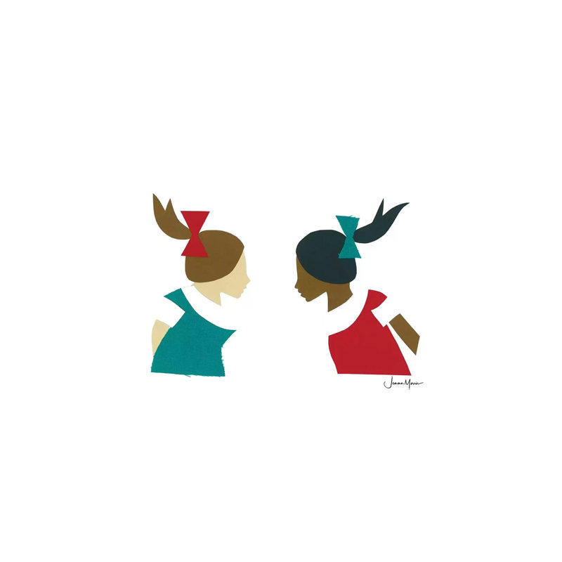 Two School Girls by LouLouArtStudio - Print on Canvas, Wrapped Canvas, 30.48cm H x 45.72cm W x 1.91cm D