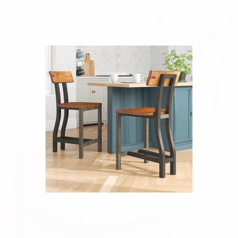 2pc Set Rustic Brown Dining Chairs