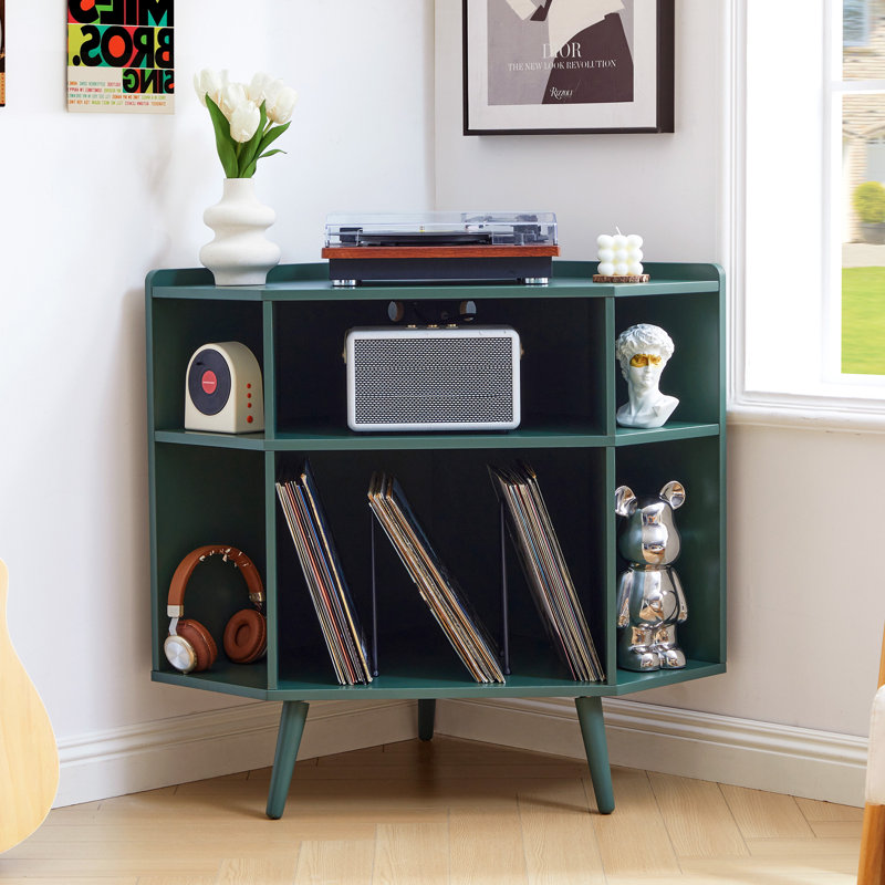 Support de tourne-disque de coin avec station de charge, Vert