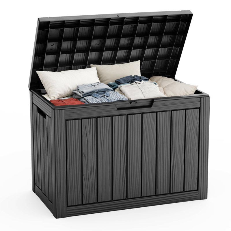 Boîte de rangement verrouillable en résine 45 gallons, Noir