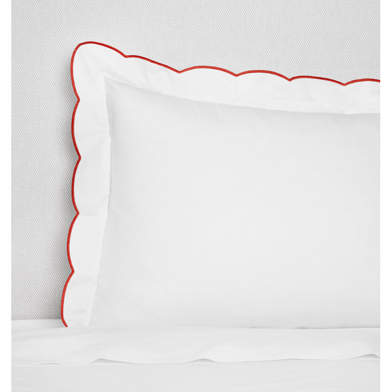 Limana Cotton Pillow Sham, White/Persimmon, Boudoir
