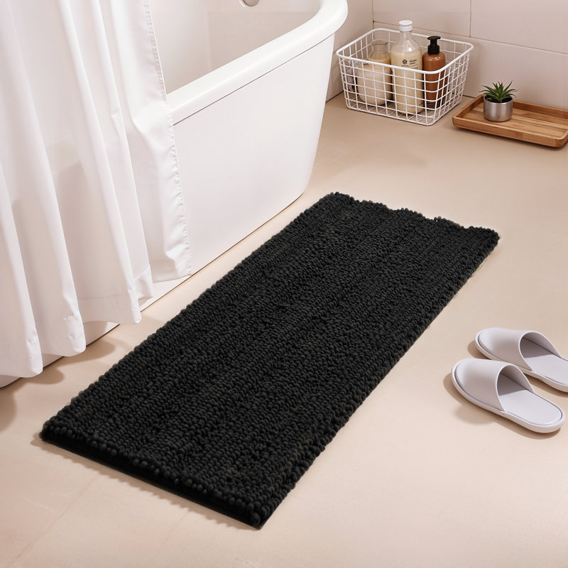 Tapis de salle de bain en chenille douce Chenault, tapis de bain rectangulaire en microfibre à envers antidérapant, séchage rapide