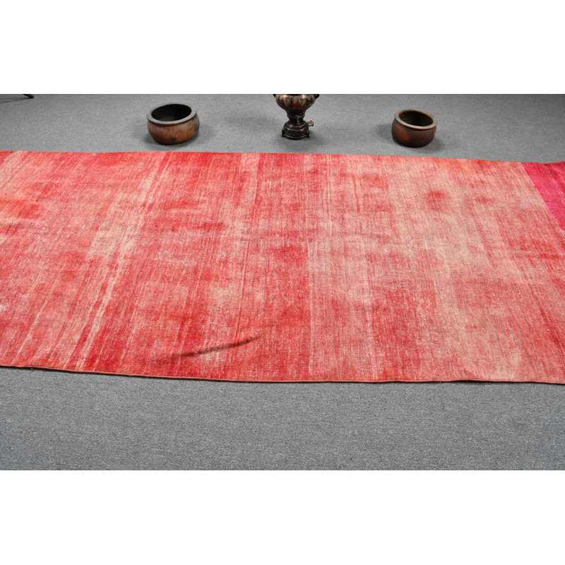 Tapis turc rétro fait à la main en rouge rétro - Boho parfait pour votre salon - rouge / rose