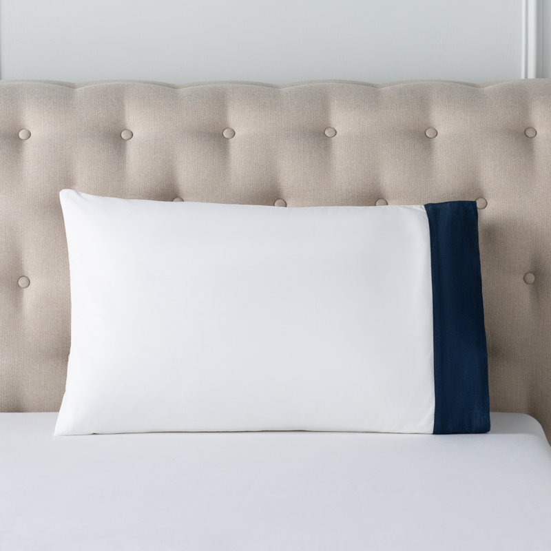 White Cotton Percale Standard/Queen Pillowcase with Linen Cuff