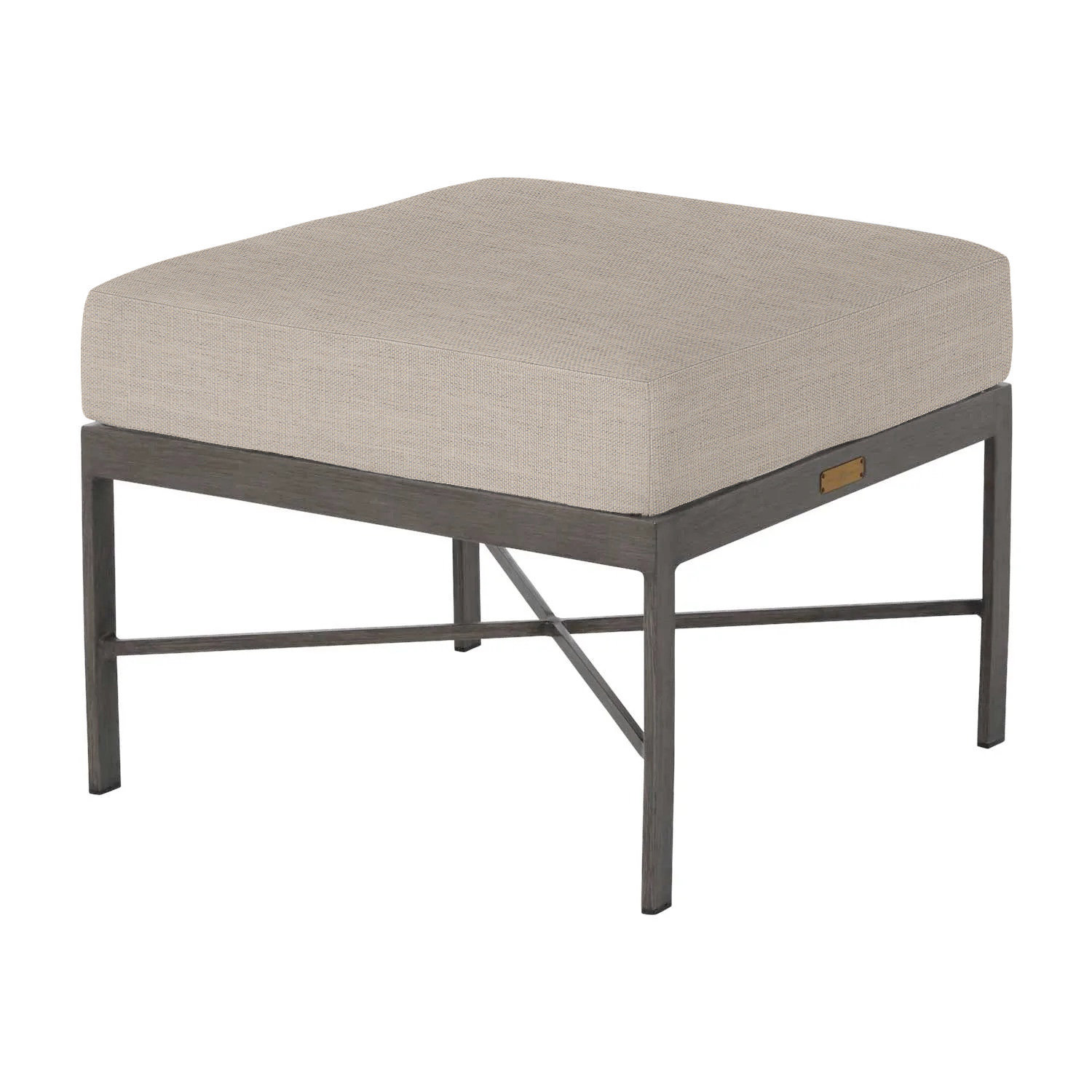 Monaco Wrought Outdoor Ottoman, Slate Gray, No Welt, Dove Sunbrella® Linen