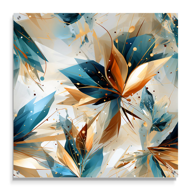 Crebessa sarcelle cristal extravagant Glamour - Art mural acrylique abstrait pour la cuisine, H 16 po x l 16 po