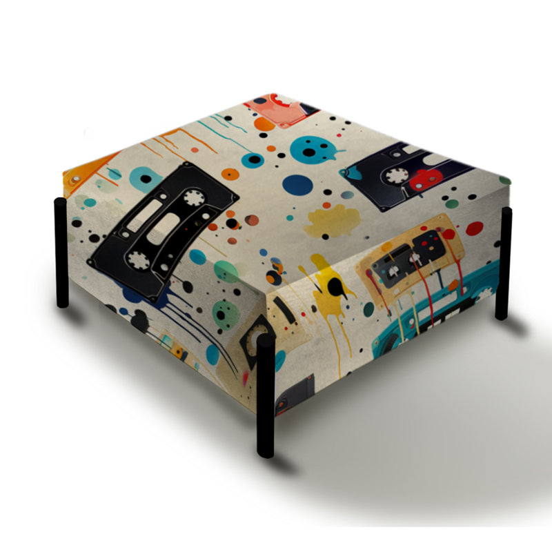 Motif de cassettes Graffiti Pop Art - Grand repose-pieds carré abstrait