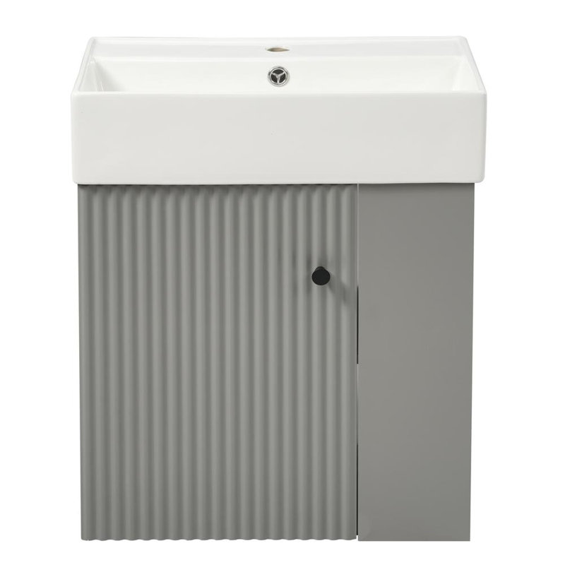 Meuble-lavabo flottant moderne 21,6 po, Gris