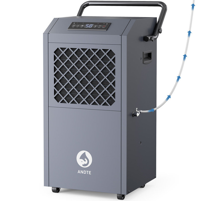 190 Pint Commercial Dehumidifier with Built-In Pump & Continuous Drain Hose – High-Capacity Moisture Control for Basement, Warehouse, Museum & Agriculture
