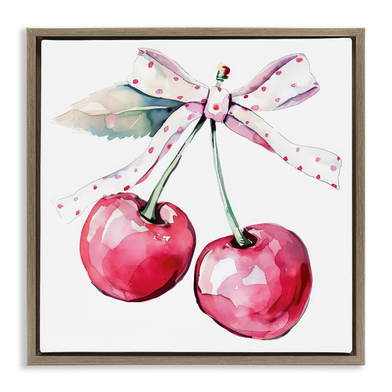 Cadre flottant cerises fantaisistes avec ruban à pois, design by Creative Studio, H 18 po x l 18 po