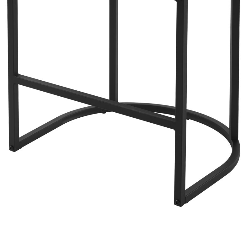 Tabouret de comptoir rembourré 27 po avec dossier arrondi, structure en métal et repose-pieds 27 po