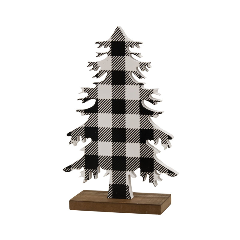 Arbre en bois Buffalo Check, H 11 po x l 7 po x P 3 po, Noir / blanc
