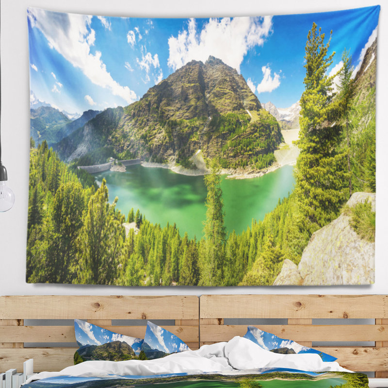 Paysage avec tapisserie du réservoir alpin Greeny, H 78 po x l 92 po