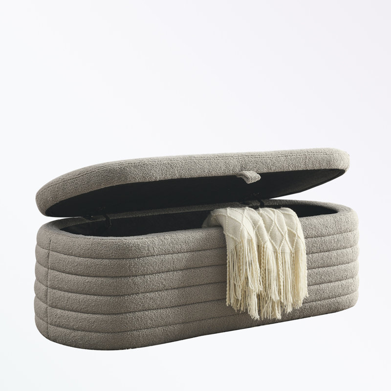 Banc de rangement avec repose-pieds 45,5 pouces, Gris