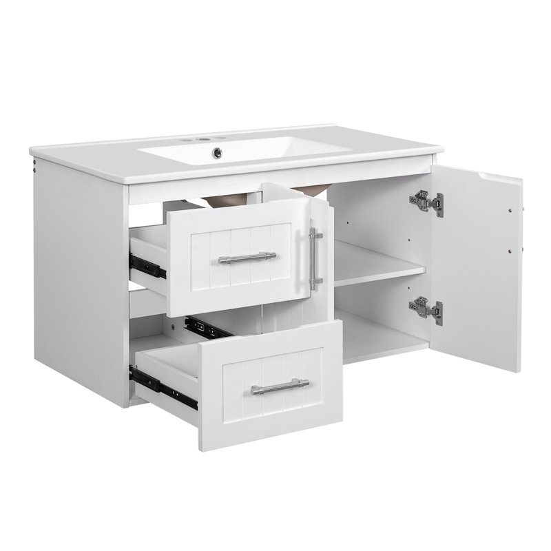 36'' Wall Mounted Bathroom Vanity, White