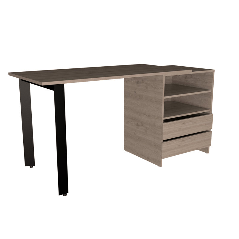 Bureau Malaui 120, deux pieds, deux tiroirs, deux tablettes
