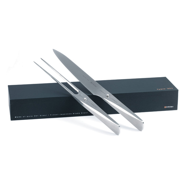 Chroma Type 301 Stainless Steel, 2-Piece Set (1 Carving Fork, 1 Carving Knife)