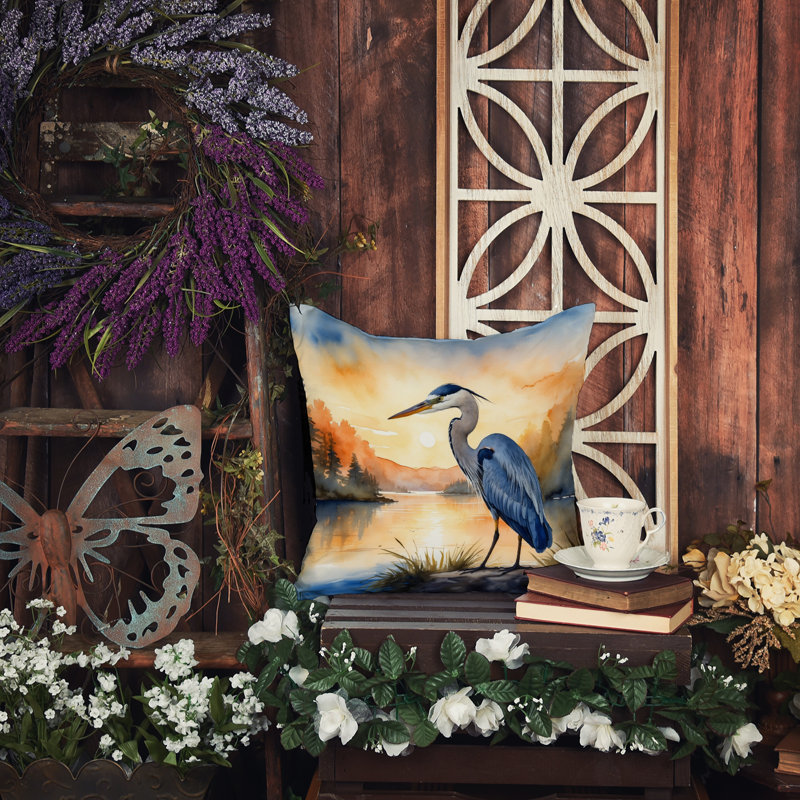 Coussin Blue Heron in the Golden Hour, Carré 14 po