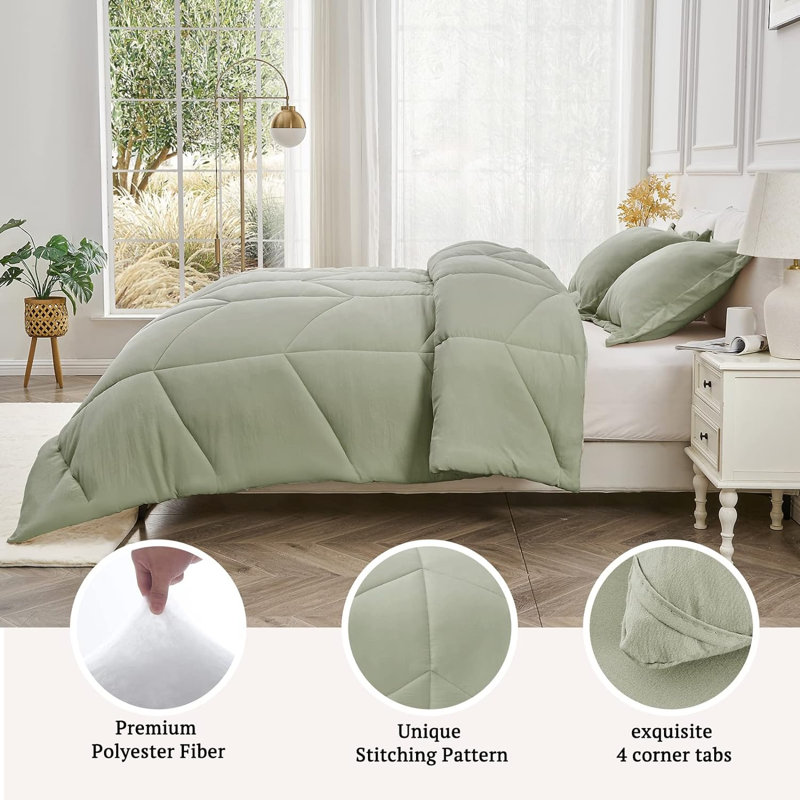Édredon en duvet synthétique toutes saisons, Lit simple, Brume sauge