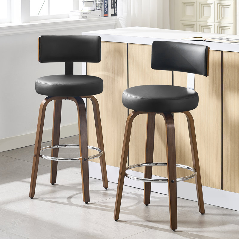 Swivel Upholstered Counter & Bar Stool, Black, Bar Stool (29" Seat Height)