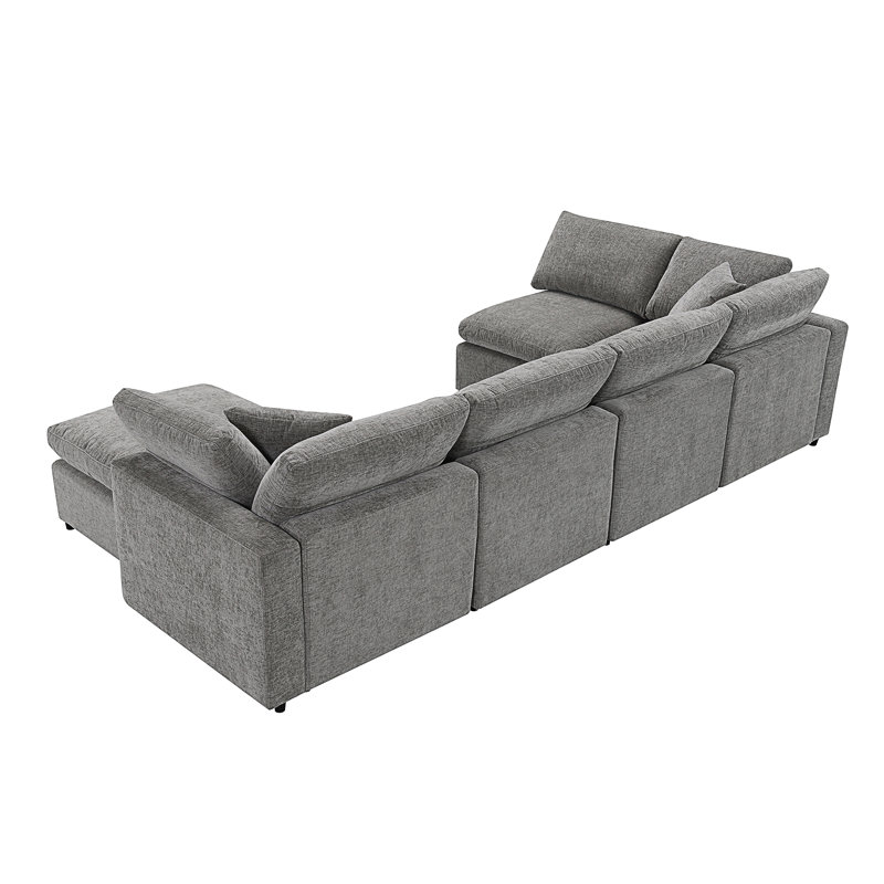 130*65" Modern Modular Cloud Sofa Bed, Gray Chenille