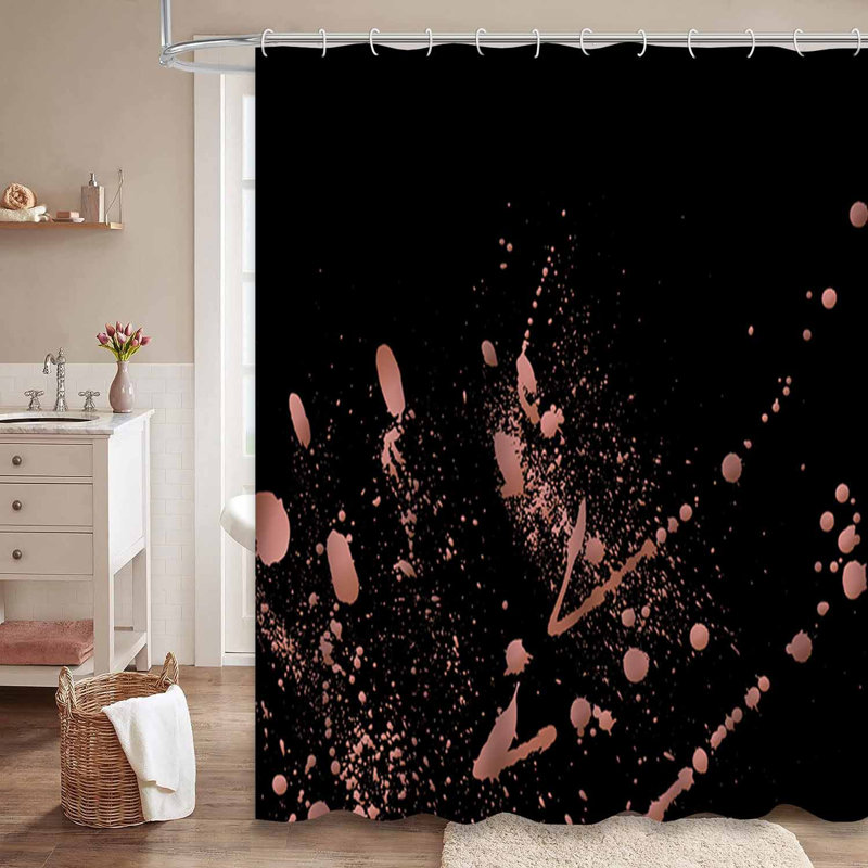 Rideau de douche rose avec 12 crochets, L 72 po x l 84 po