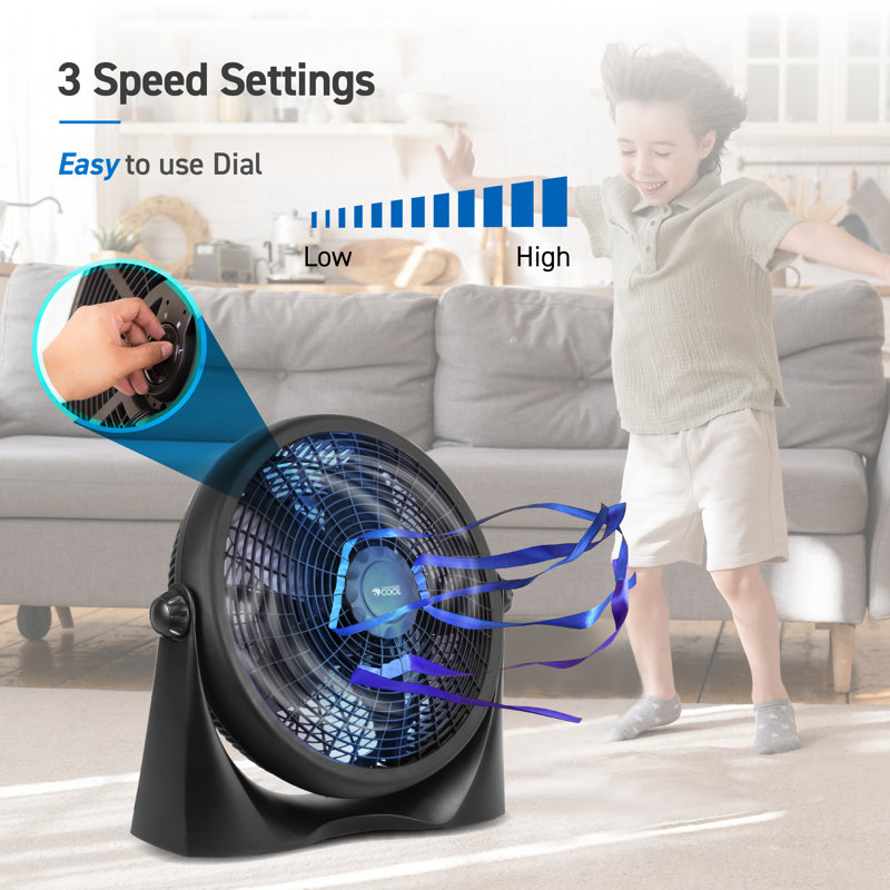 Commercial Cool Black High Velocity 16" Floor Fan with Adjustable Tilt