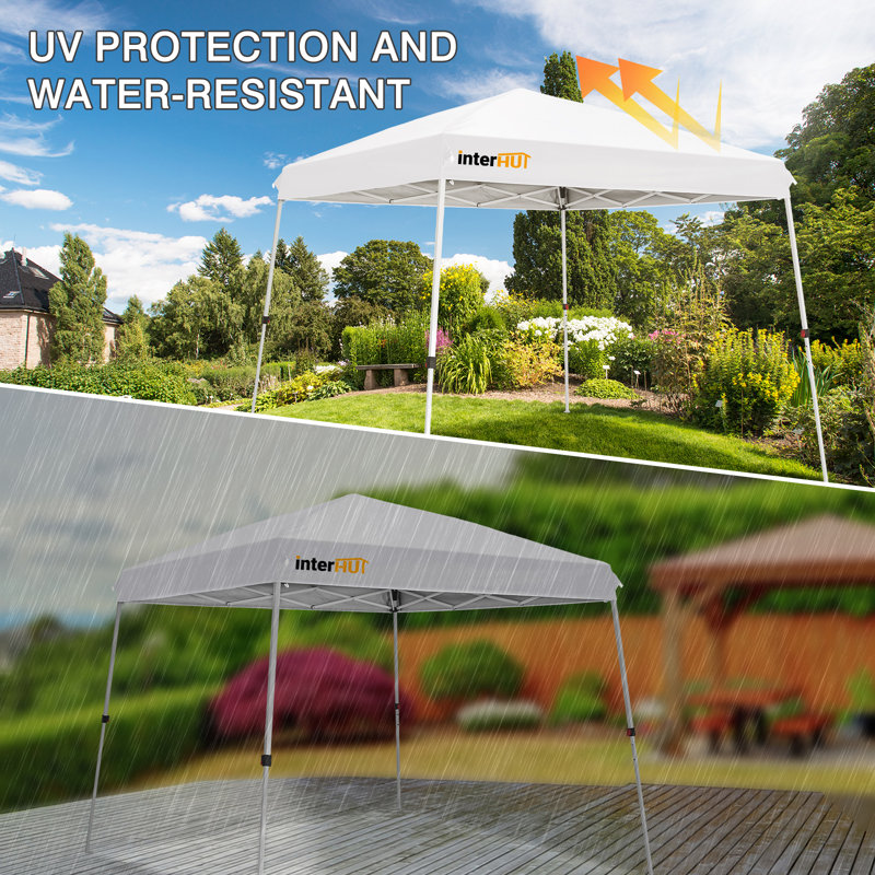 10 Ft White Steel Slant Leg Pop-Up Canopy Tent
