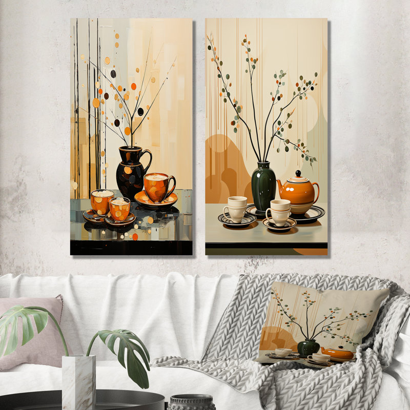 «Coffee Tea Cafe Points» 2 pièces, H 32 po x l 32 po, Toile tendue