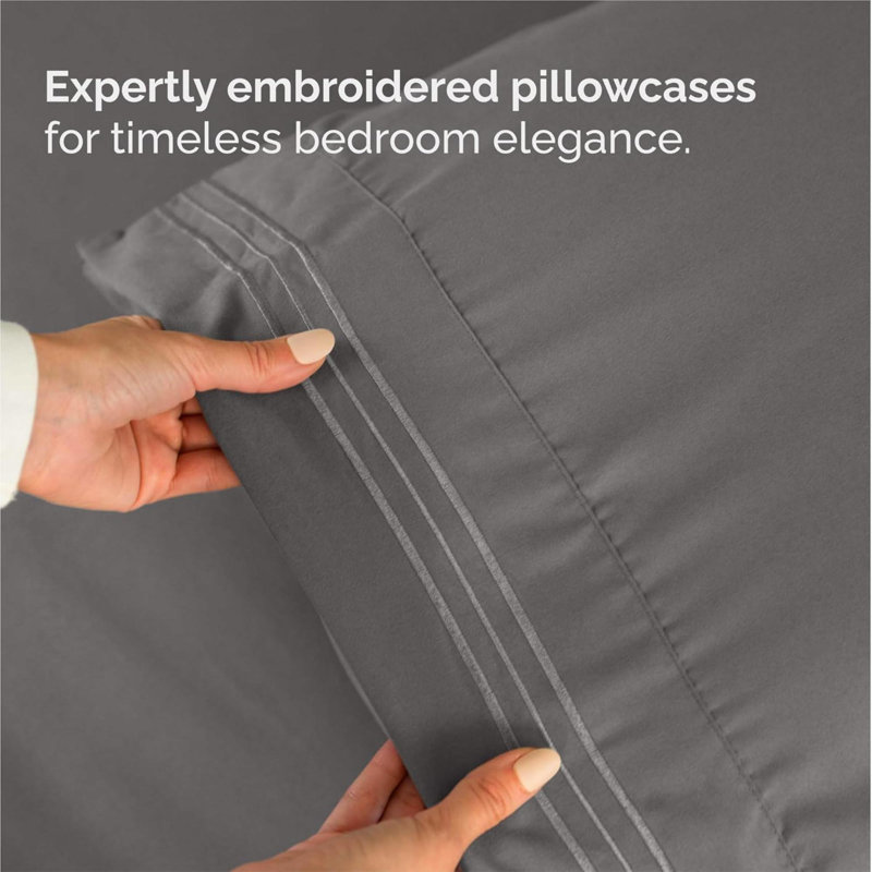 Draps, ensemble de draps 4 pièces Premier, Couvre-lit très grand + 4 pièces supplémentaire, Gris