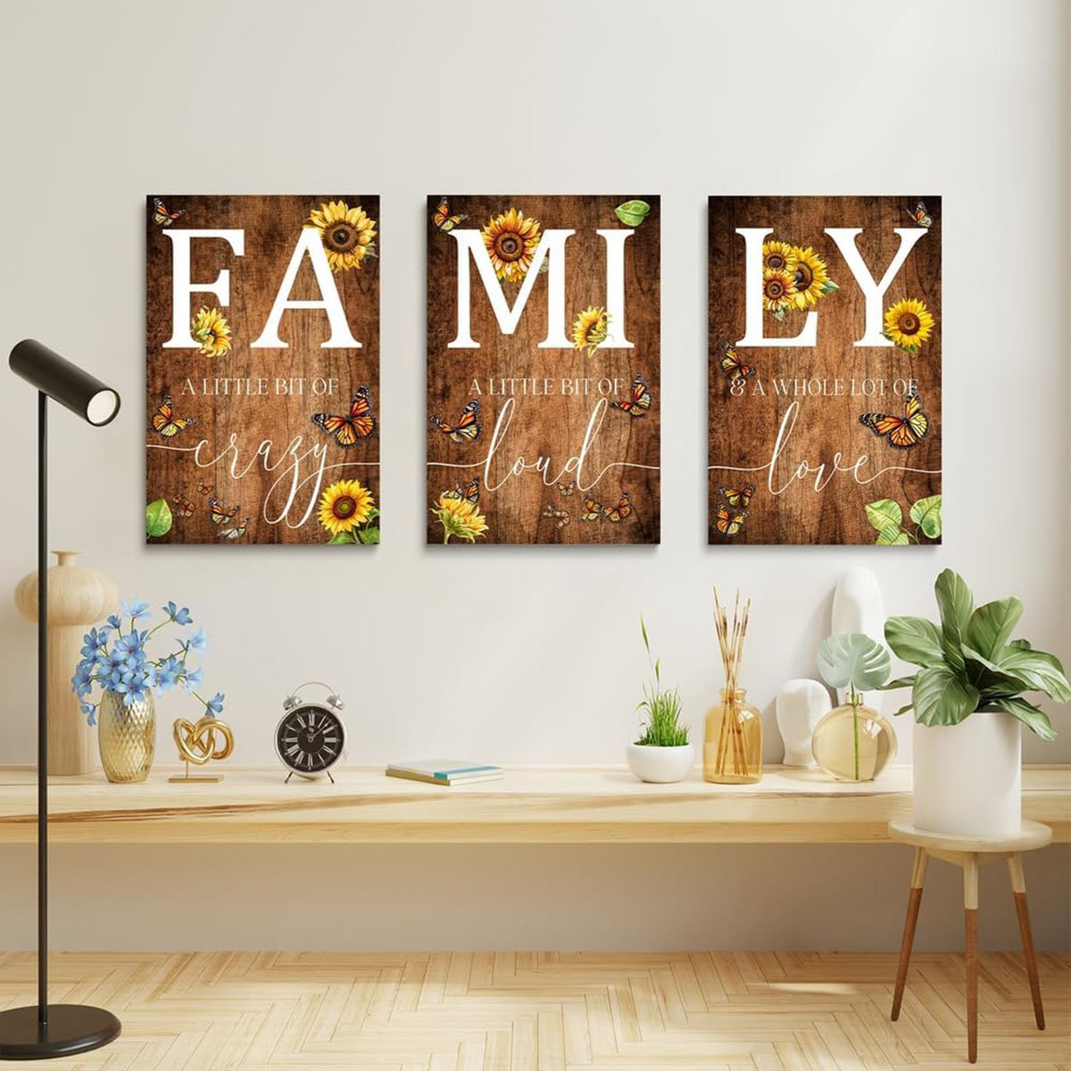 Lily Manor Farmhouse Family Wall Art Set Of 3, Rustic Family Wall Decor ...